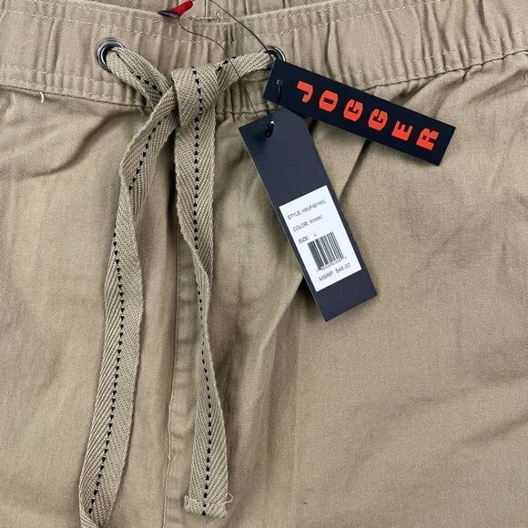New Galaxy Men Khaki Pants Casual Lightweight Elastic Waist Pockets US L Jogger - Picture 7 of 8